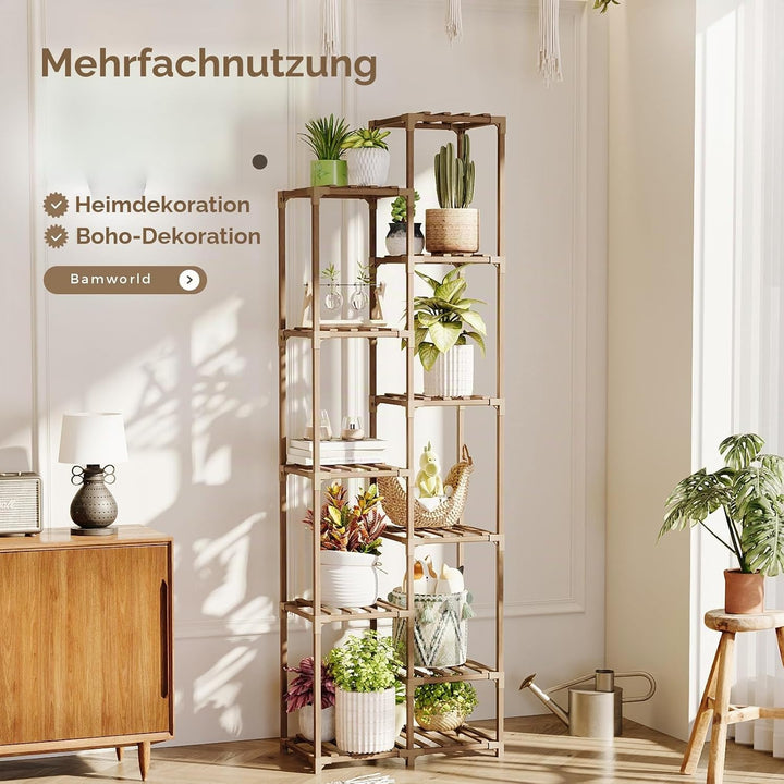Bamworld Pflanzenregal Outdoor Indoor Blumenständer Hoch Pflanzentreppe Blumenständer für Draussen P