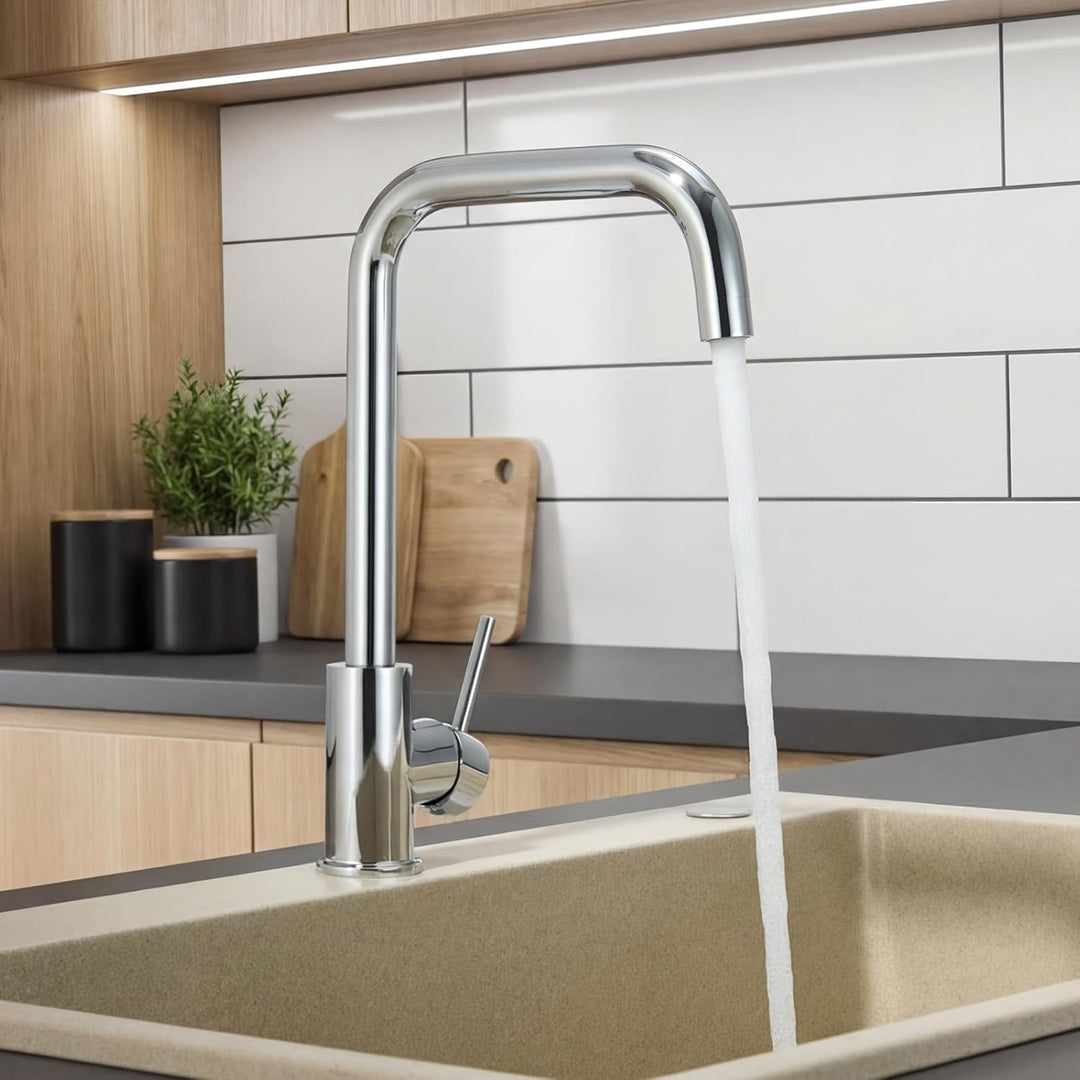 CECIPA Wasserhahn Küche Chrom, 360° Drehbar Hochdruck Armatur Küche, Armatur mit Brause, Chrom