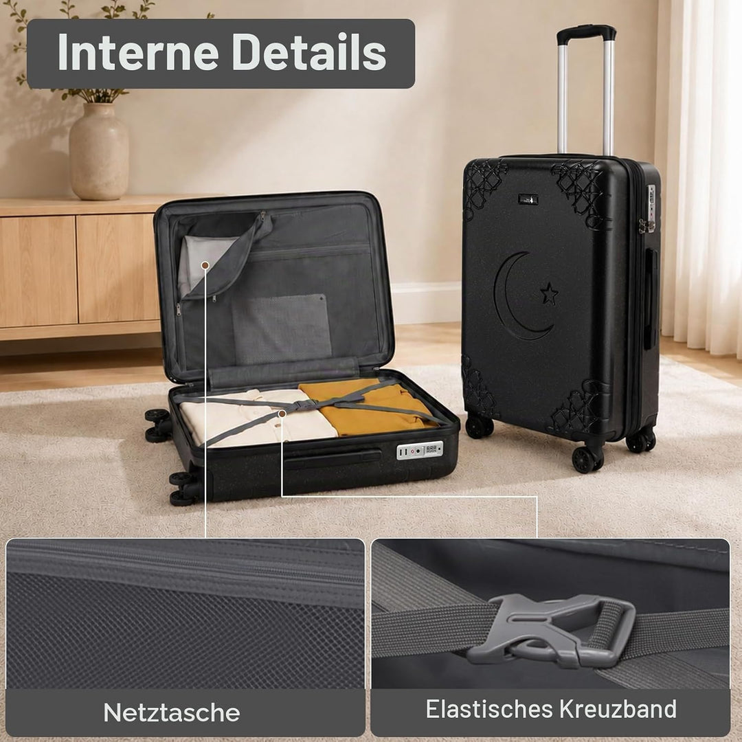 Sea choice Kofferset 3 Telig Hartschalen Erweiterbar Reisekoffer mit 4 Rollen Leicht Trolley Rollkof