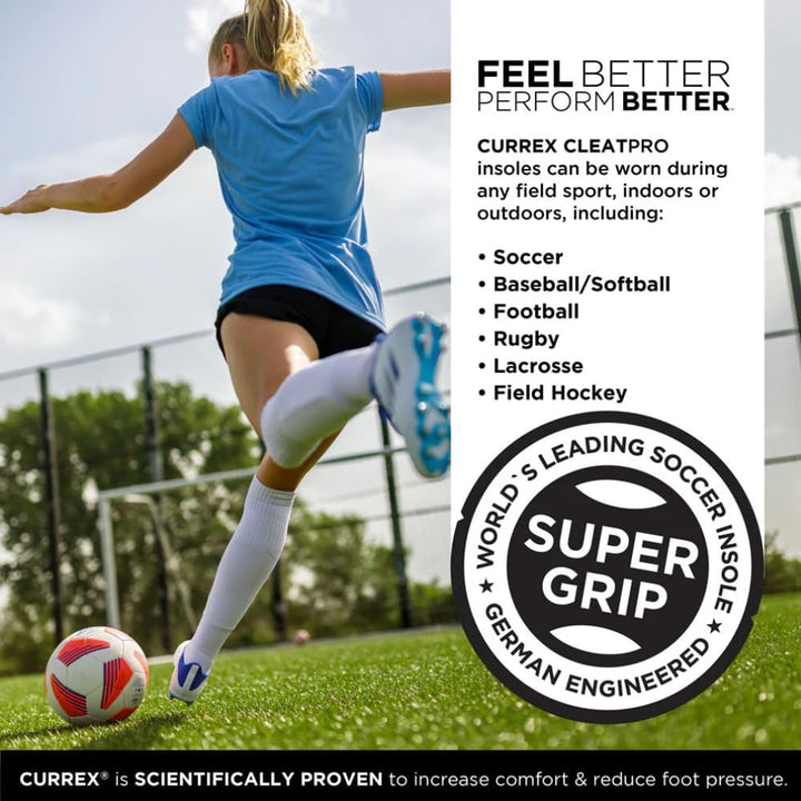 CURREX CleatPro – Einlegesohle für Fussball- und Stollen-Schuhe - Mehr Kontrolle &amp; Stabilität - Kraf