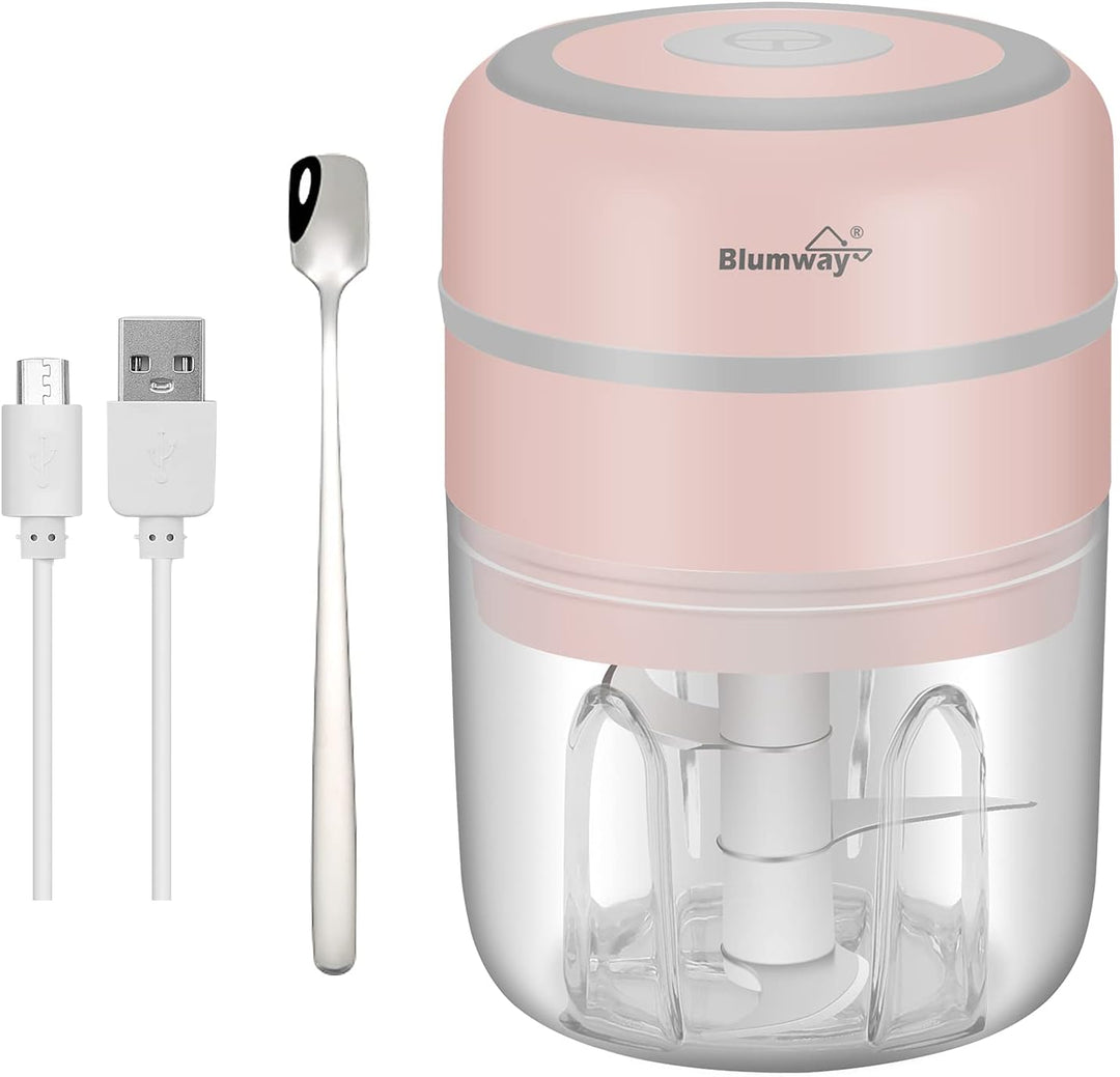 BlumWay Mini Zwiebelschneider, 250ML Mini Knoblauchhacker Gemüsezerkleinerer Elektrisch Zerkleinerer