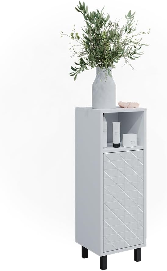 Vicco Midischrank Agasta, Weiss Hochglanz, 30 x 87.2 cm Weiss Hochglanz Badschrank, Weiss Hochglanz