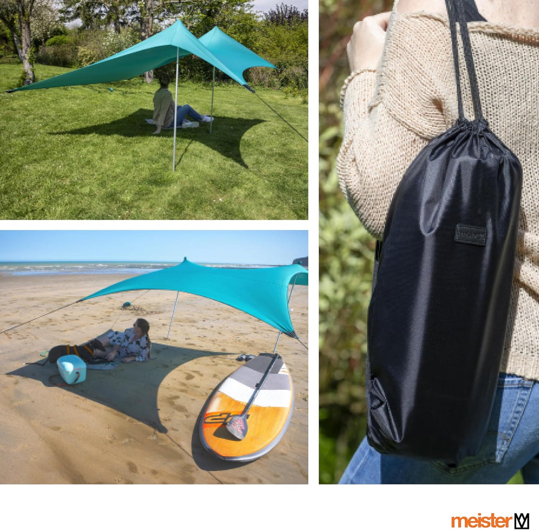 Meister Strandzelt - 210x210 cm - UVA/B-Schutz - LSF50+ - 2 bis 4 Personen - Mit Sandankern - Koffer