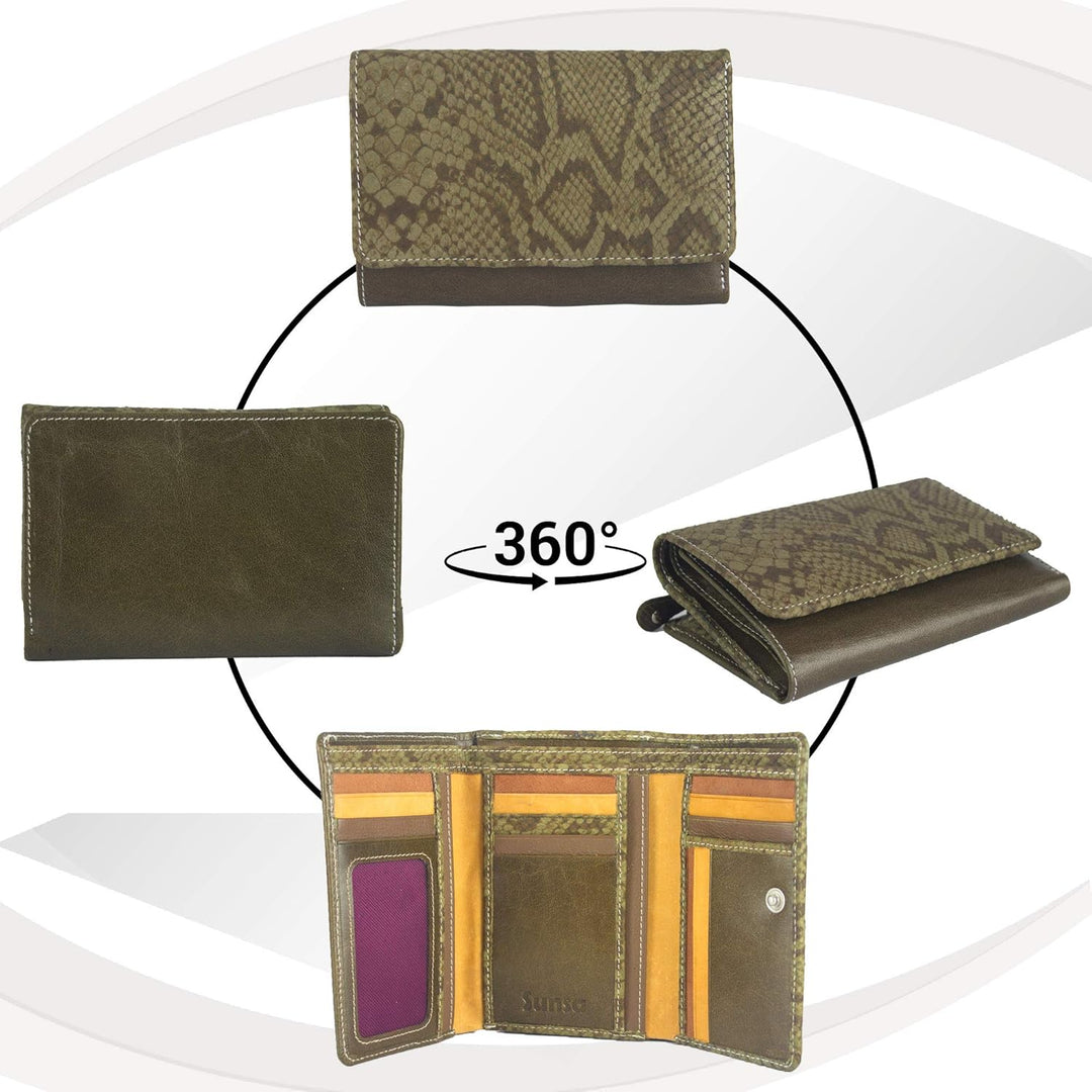 Sunsa Geldbörse. Damen grosse Geldbeutel. Leder Portemonnaie mit RFID Schutz. Brieftasche mit viele