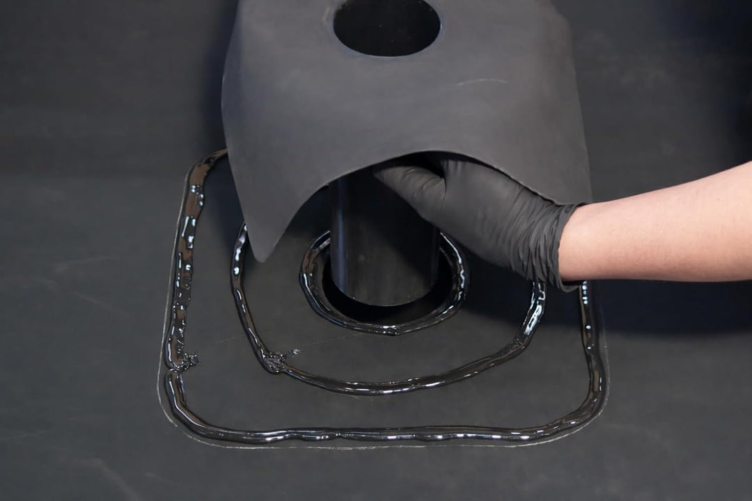 Flachdachablauf Set mit Gully und EPDM-Kleber, Schwarz, Dachentwässerung für Flachdach (Ablauf Ø 90