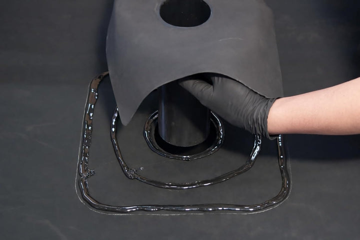 Flachdachablauf Set mit Gully und EPDM-Kleber, Schwarz, Dachentwässerung für Flachdach (Ablauf Ø 90