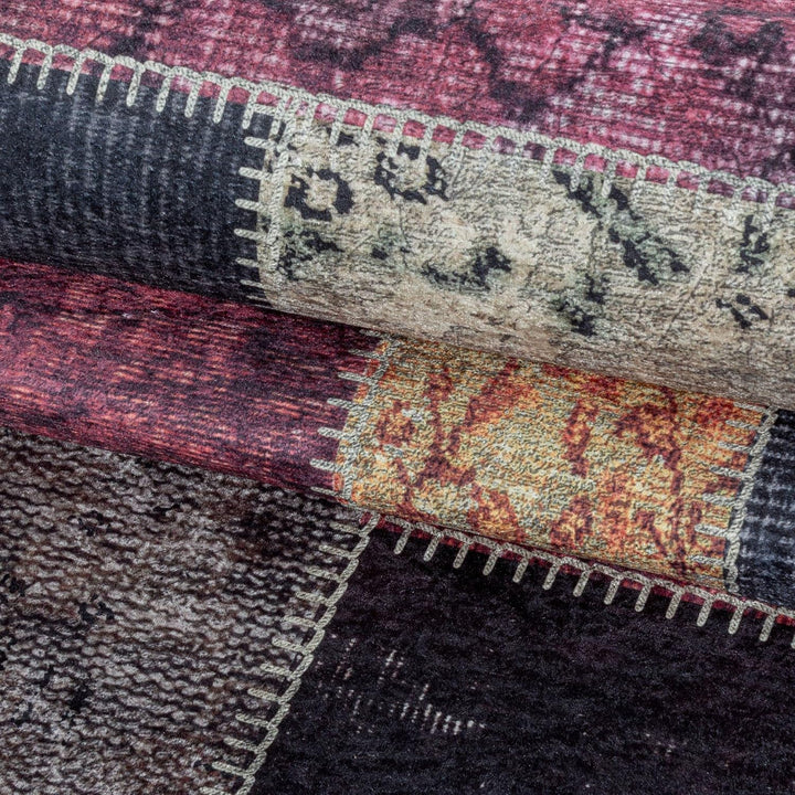 Carpetsale24 Waschbarer Kurzflor Teppich Multi 160x230 cm Patchwork Design mit Rutschfester Rückseit