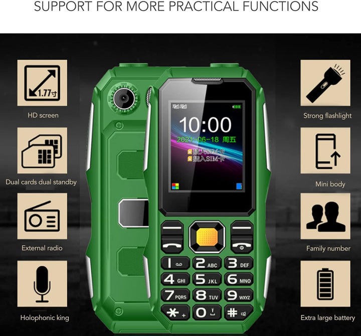 Zunate 2G Entsperrtes, Robustes Telefon, Senioren Handy mit 1,8 Zoll Bildschirm, BT Verbindung, UKW