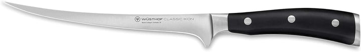 WÜSTHOF Classic Ikon Filiermesser 18 cm, Schwarz,silber &amp; Classic Ikon Gemüsemesser 12 cm, Schwarz