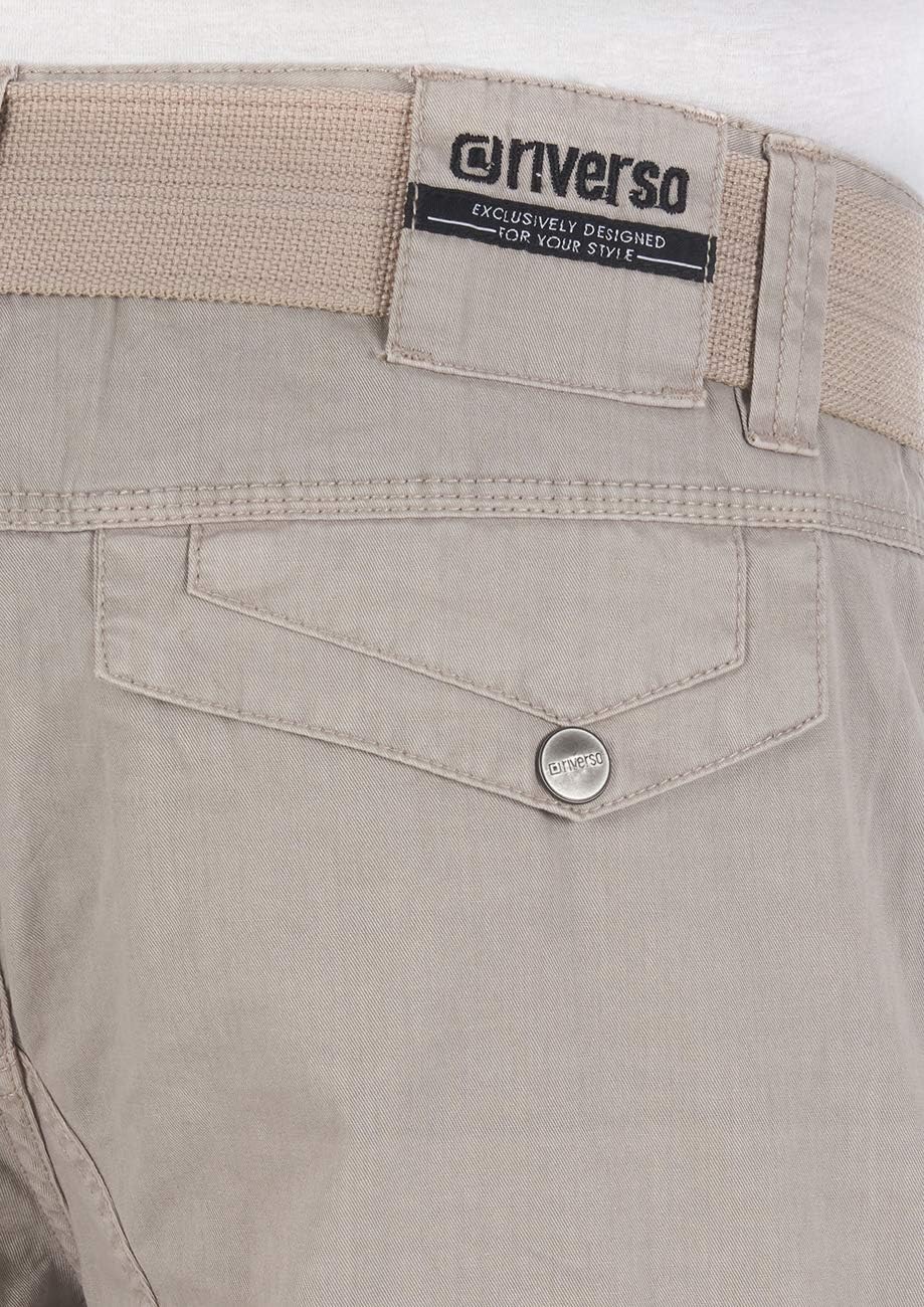 riverso Kurze Hosen Herren Cargo Shorts mit Gürtel Regular Fit RIVAnton Cargoshorts Sommer 100% Baum