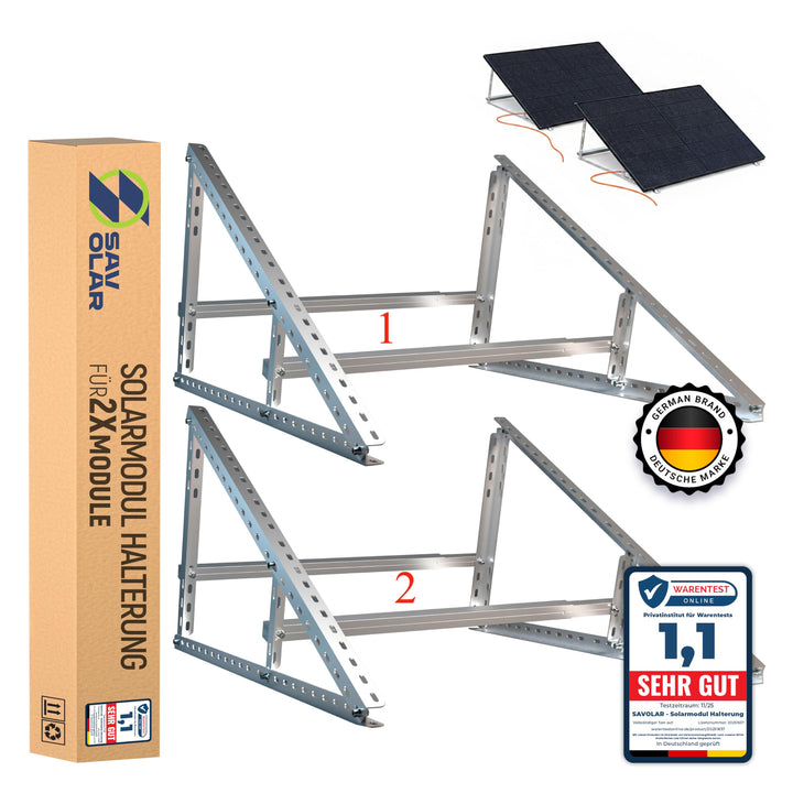 SAVOLAR Solarmodul Halterung 2 Stück, Aluminium & Edelstahl, Wandmontage, für Balkonkraftwerk bis 11