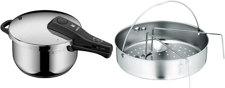 WMF Perfect Schnellkochtopf Induktion 4,5l, Dampfkochtopf & Schnellkochtopf-Zubehör Set 2-teilig, Ei