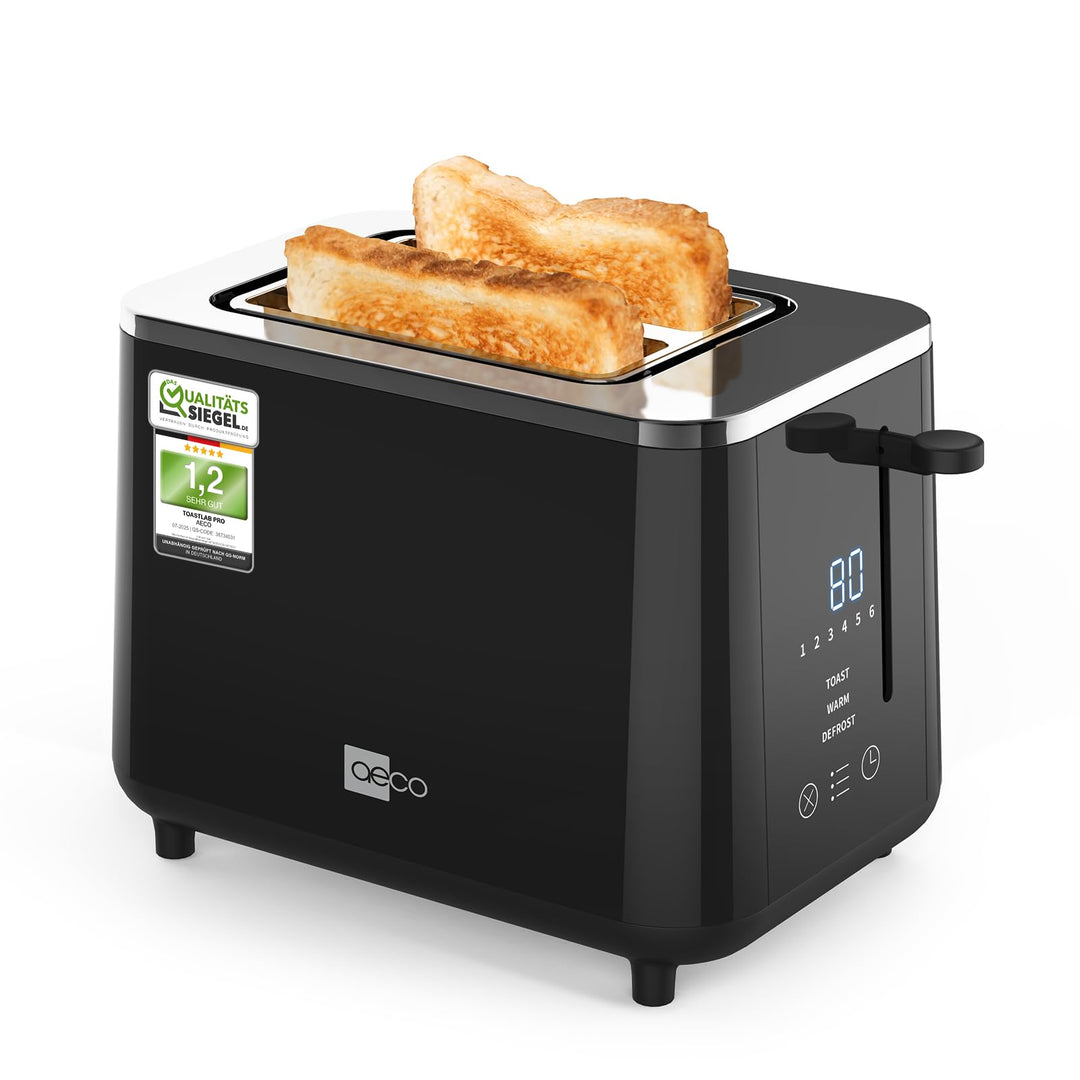 aeco toastlab PRO Toaster 2 Scheiben mit LED-Touch - extra breite Schlitze, 6 Stufen, Brotzentrierun