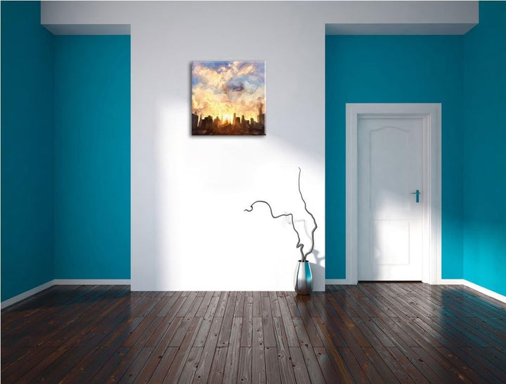 Pixxprint Skyline von Chicago Skyneedle, Format: 70x70 auf Leinwand, 70x70