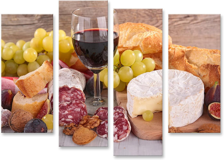 islandburner Bild auf Leinwand Wein Käse Wurst Und Brot Wandbild Poster Kunstdruck Bilder Format: 13