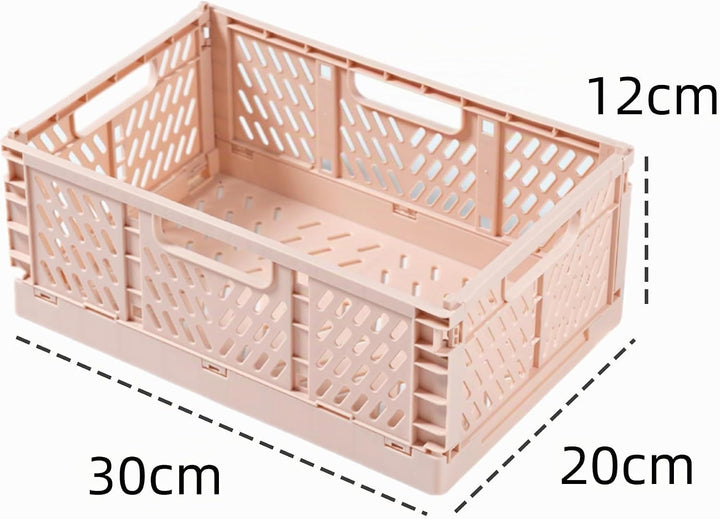 4 Stück Rosa Klappbox 30×20×12cm,Klappkiste Körbe Aufbewahrung Zusammenklappbarer Tragbar Aufbewahru