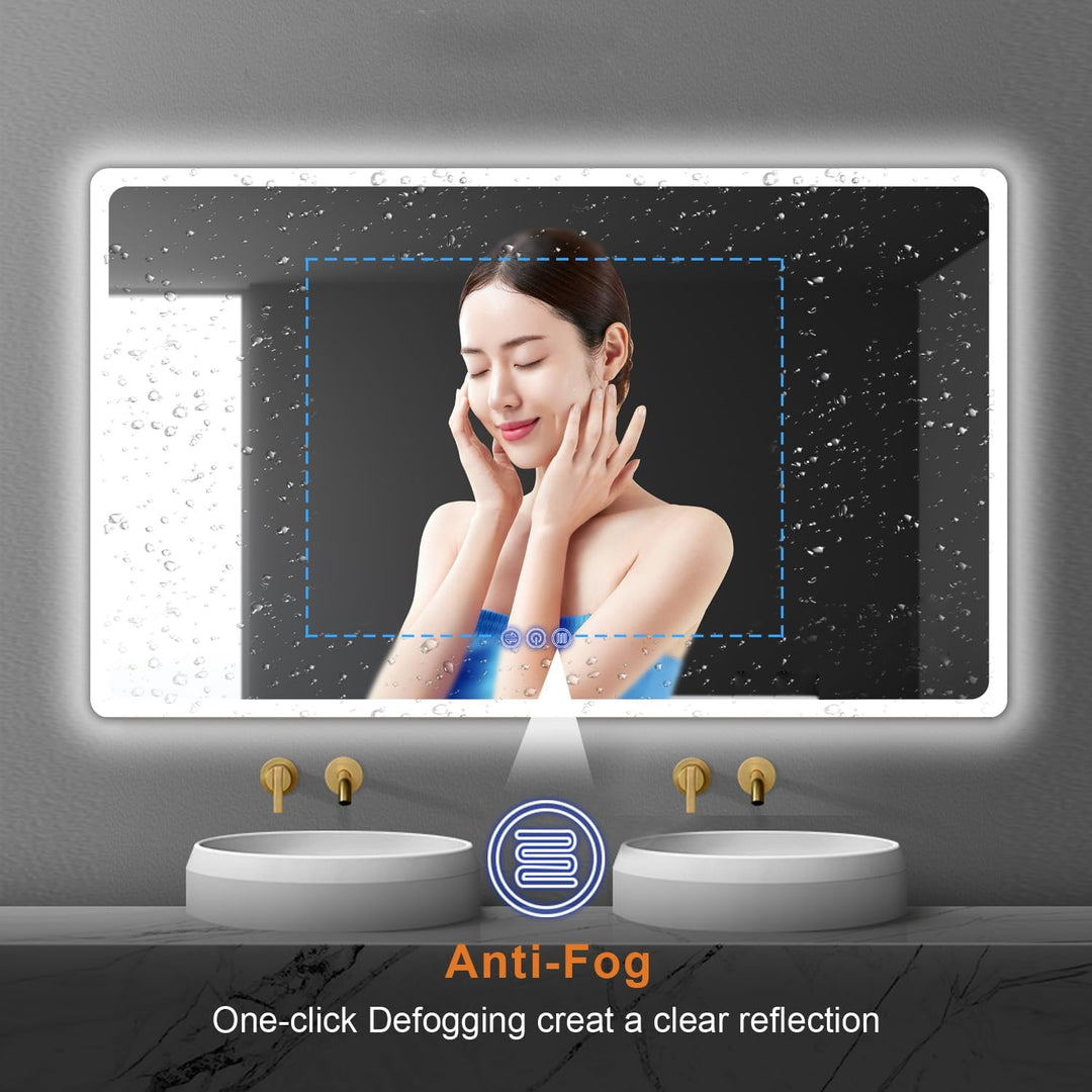Badspiegel mit Beleuchtung 150x90cm, Badezimmerspiegel Wandspiegel und Touch-Schalter, IP65-Led-Spie