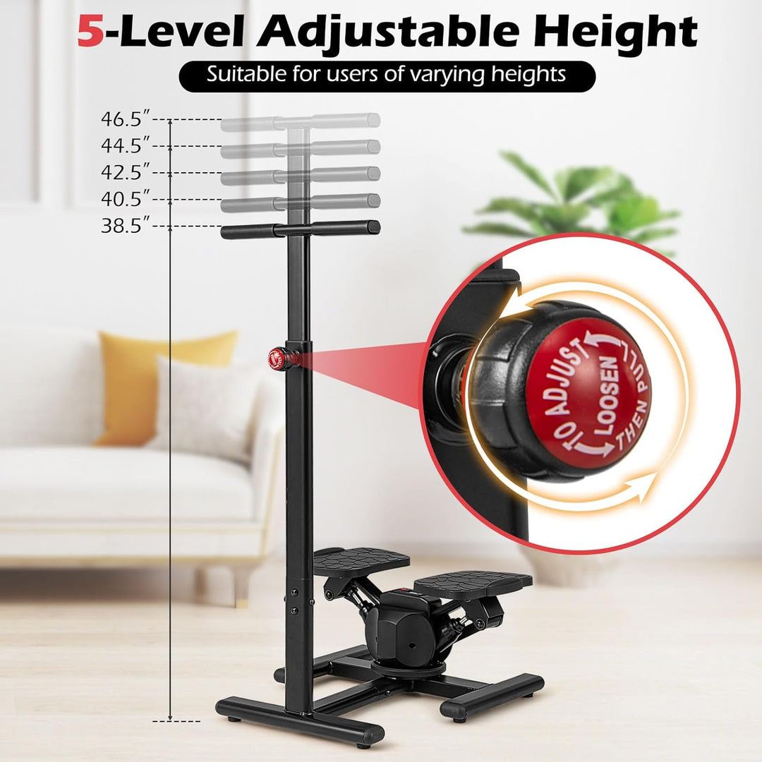 FANTASK Mini Stepper mit Griff, Fitness Stepper höhenverstellbar mit LCD Display & Widerstandseinste