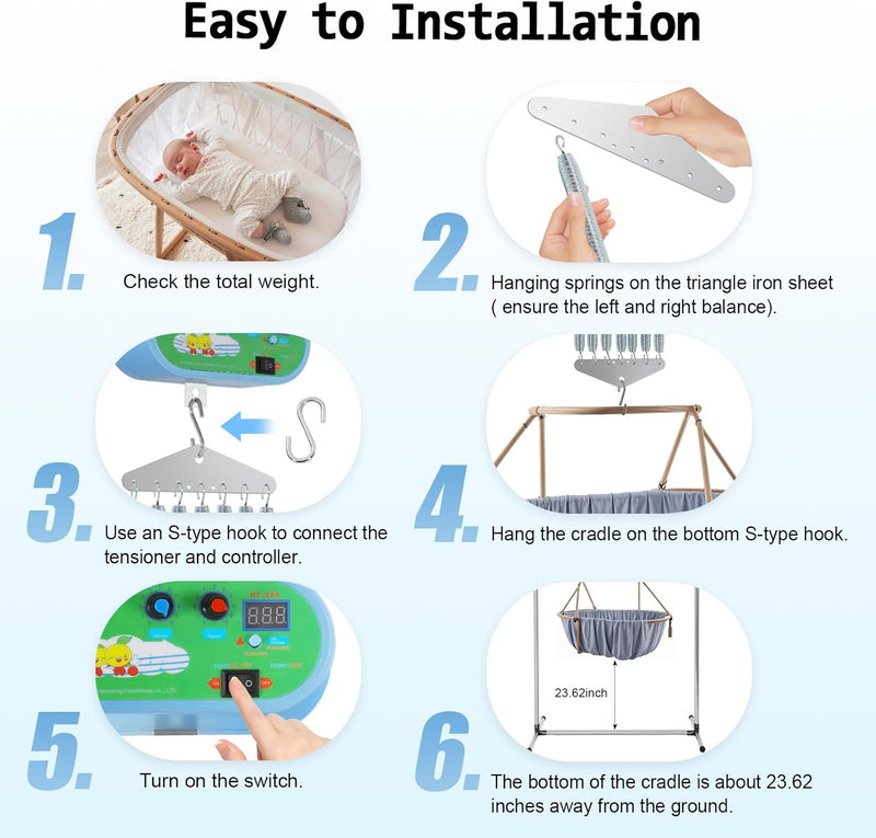 Automatisch-Schwingfeder Elektrisch Schaukel Federwiege, Hängende Elektrische Wiegensteuerung mit 7