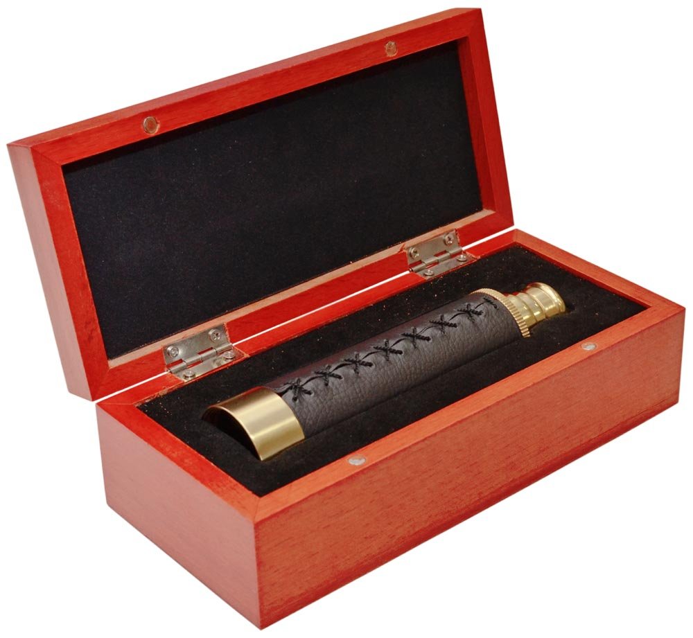 Levenhuk Spyglass SG2 Antique Spektiv mit Holzkoffer, Bietet Scharfe, Helle Bilder von Entfernten Ob