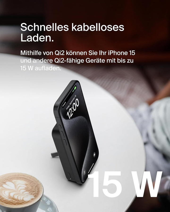 Belkin BoostCharge Pro Kabellose Powerbank 10000mAh mit Qi2, MagSafe-Kompatibles Tragbares Ladegerät