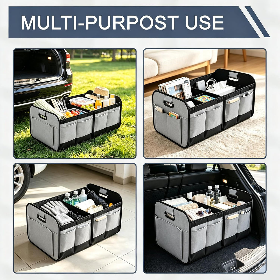 Faltbar Auto Kofferraum Organizer 56×40cm, Large Auto Kofferraumtasche Grau, Grau