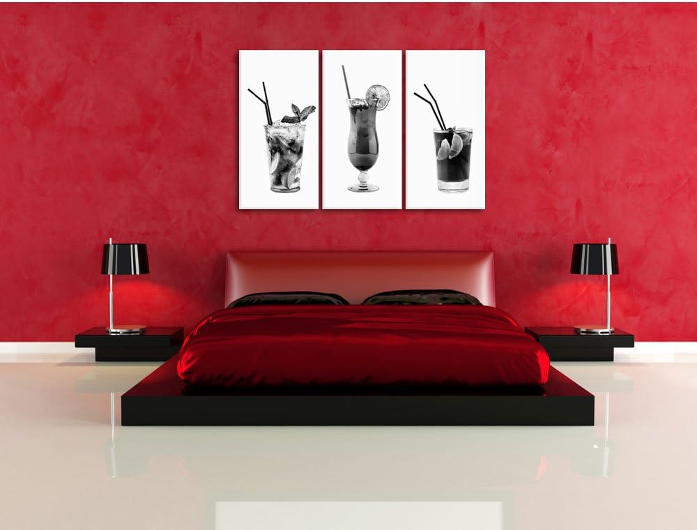 Pixxprint fruchtig frische Cocktails als Leinwandbild/Grösse: 3 Teilig (120x80) cm/Wandbild/Kunstdru