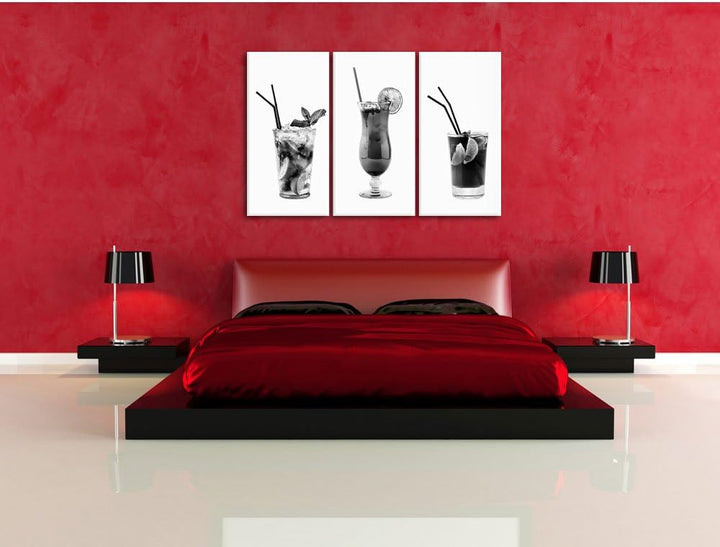 Pixxprint fruchtig frische Cocktails als Leinwandbild/Grösse: 3 Teilig (120x80) cm/Wandbild/Kunstdru