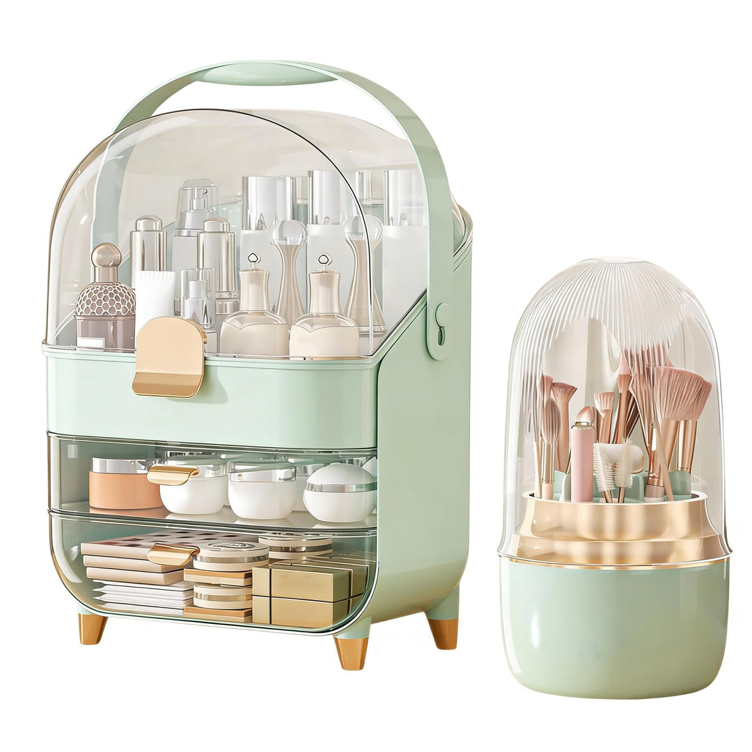 2 StüCk Make Up Organizer & Drehbar Pinselhalter, GrossE KapazitäT ParfüM Organizer, Kosmetik Organi