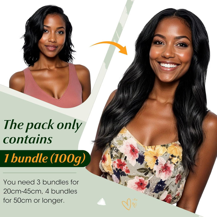 Elailite Haartressen Echthaar Schwarz Sew in Bündel Hair Extensions Tressen Haarverlängerungen Brasi