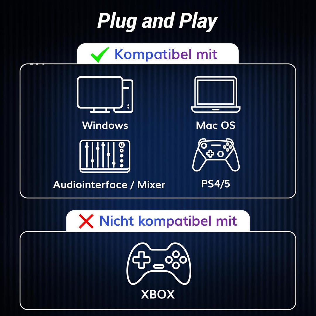 TONOR Gaming Microphone mit XLR/USB Kabel, Dynamisches Mikrofon PC mit Mikrofonarm und Mute Button,