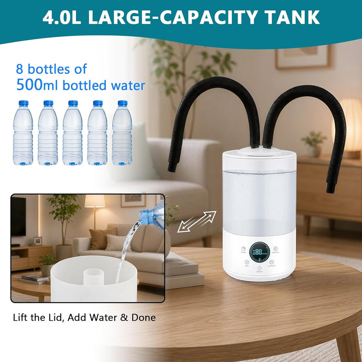 4L Reptilien-Luftbefeuchter, Terrarium Nebelgerät mit 420ml/h & Doppelschlauch, Ultraleiser Reptilie