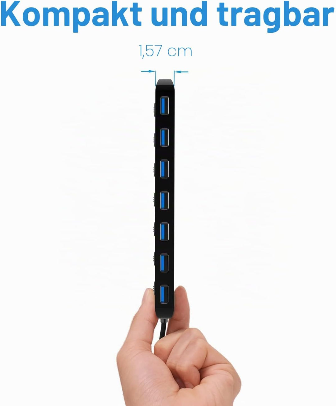 USB HUB, atolla USB Verteiler mit 7 USB3.0 Ports, Mehrfach USB 3.0 Daten Hub mit 100cm Erweitert Kab