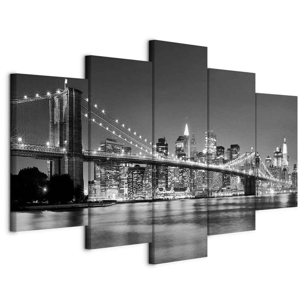 murando - Wandbilder XXL New York City 150x75 cm 5 tlg Wand Deko Leinwand Bilder Gross Wanddeko Wohn