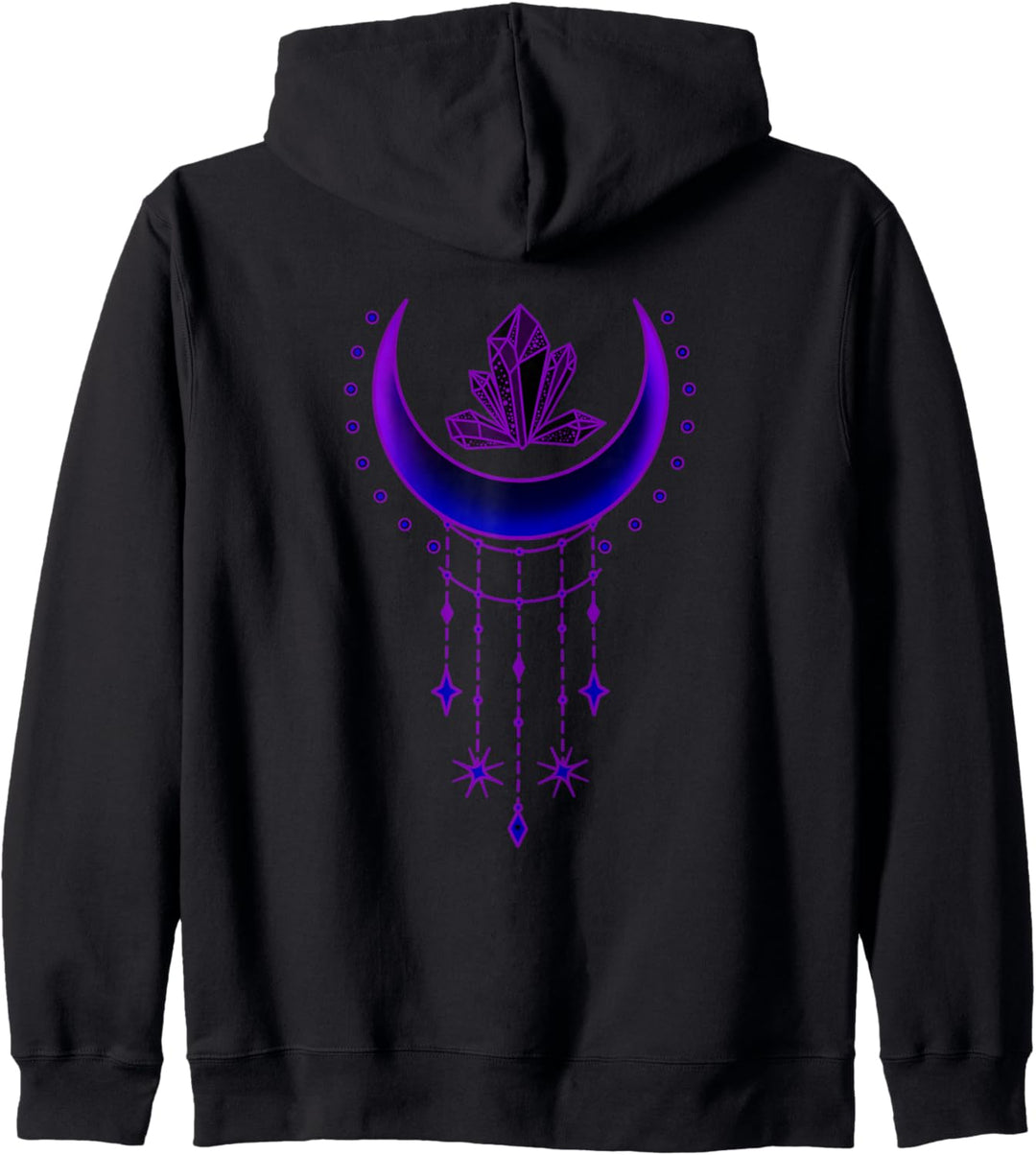 Witchy Goth Crescent Moon Kristalle Kapuzenjacke