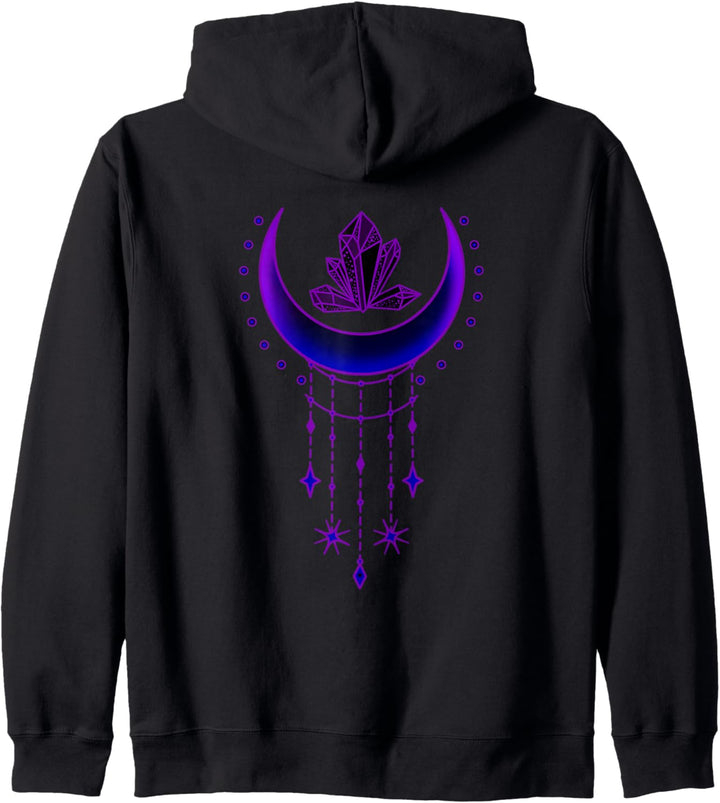 Witchy Goth Crescent Moon Kristalle Kapuzenjacke