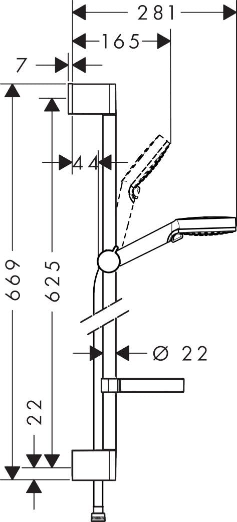 hansgrohe Crometta Duschset, 0,65 m, mit Seifenschale, 2 Strahlarten, Weiss/Chrom Weiss/Chrom 0,65m