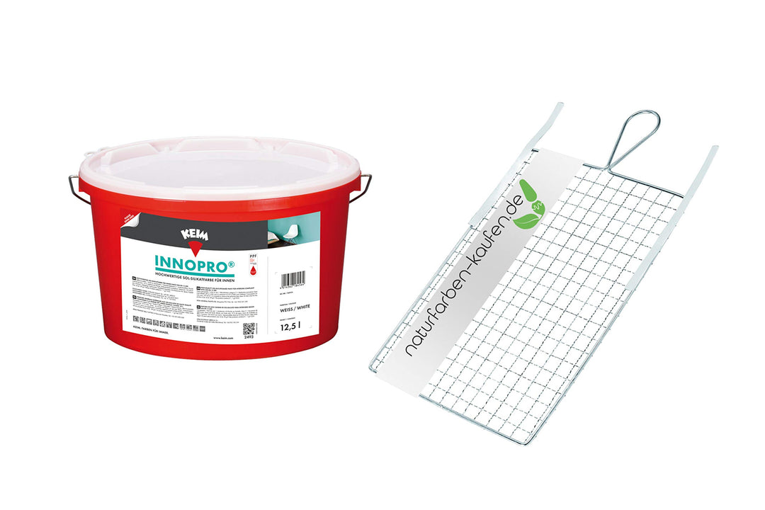 KEIM Innopro Sol-Silikatfarbe mit einem Rollsieb Weiss 1 Eimer a 12,5 l 1 Eimer + 1 Sieb Weiss, 1 Ei