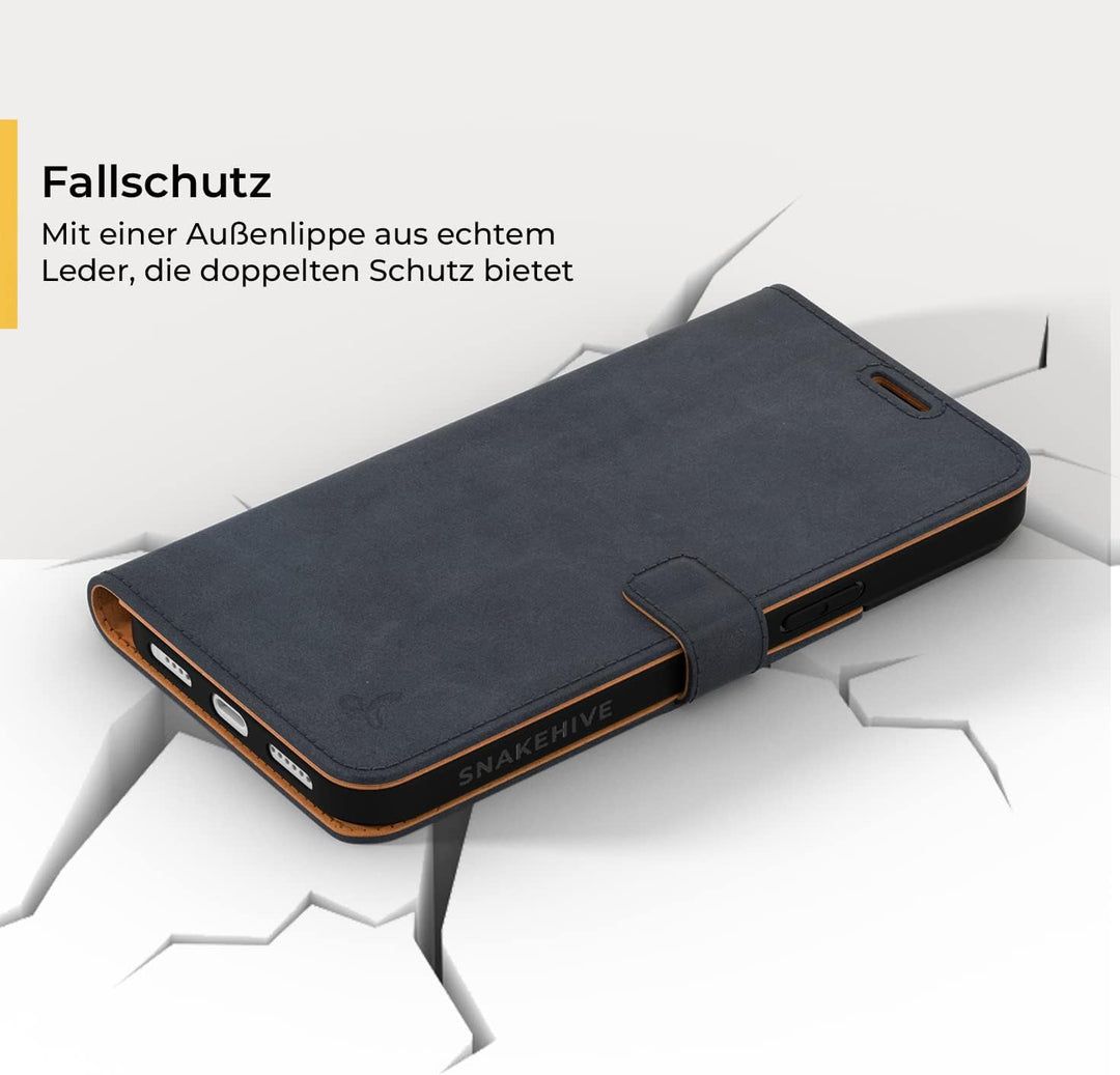 Snakehive iPhone 14 Pro Max Hülle Leder | Stylische Handyhülle mit Kartenhalter & Standfuss | Handyh