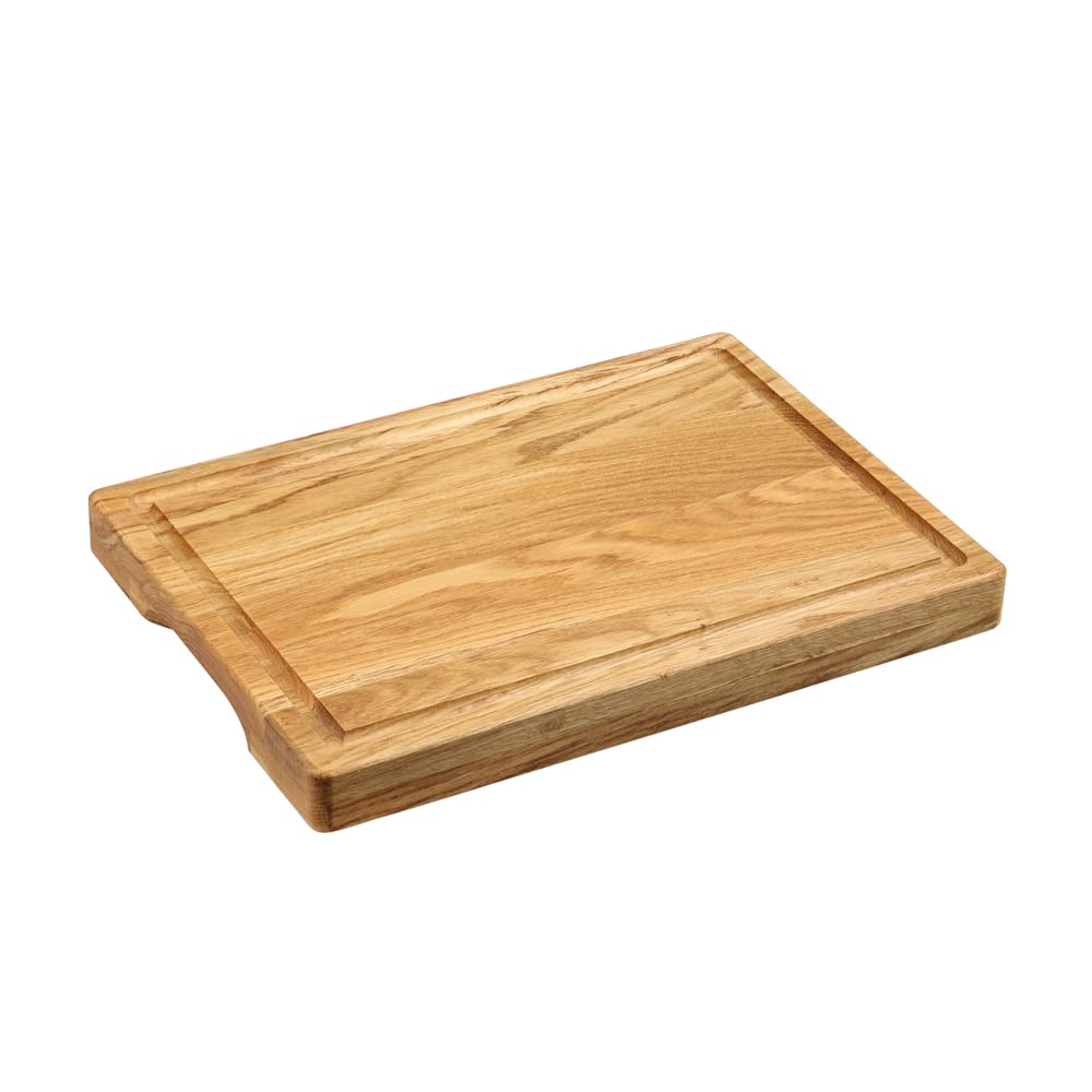 KESPER Schneidebrett Eichenholz | FSC®-zertifiziert | Extra stark 3,5 cm | Mit Griffmulde & BIOFA-Öl