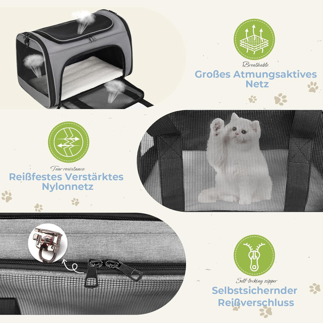 Bibykivn Transporttasche für Katze Hund, Katzentransportbox, Hundebox Faltbar Hundetasche Transportt