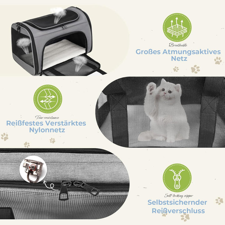 Bibykivn Transporttasche für Katze Hund, Katzentransportbox, Hundebox Faltbar Hundetasche Transportt