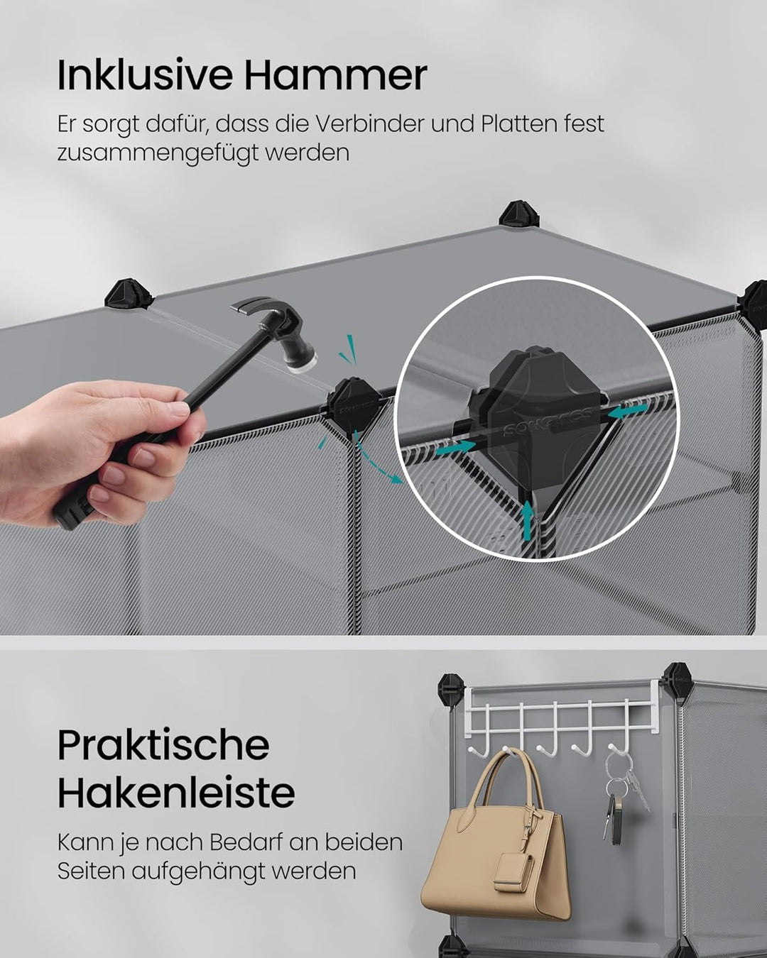 SONGMICS Schuhregal, Schuhschrank, für Garderobe und Eingangsbereich, anpassbar, 10 Fächer, für bis