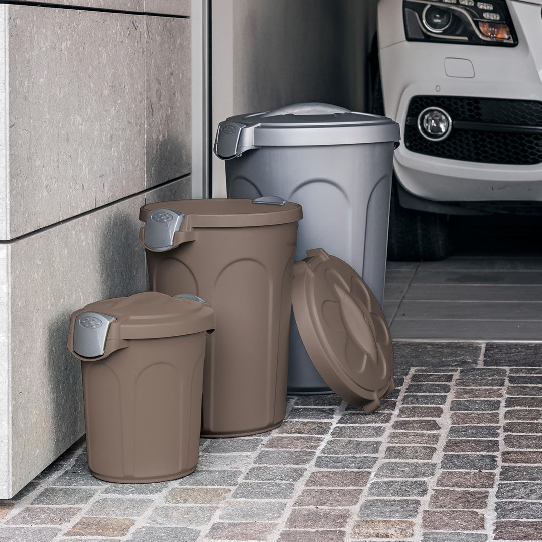 Hummelladen 2X Mülltonne Futtertonne mit verschliessbarem Deckel Silber - 23 Liter Windeleimer Müllb