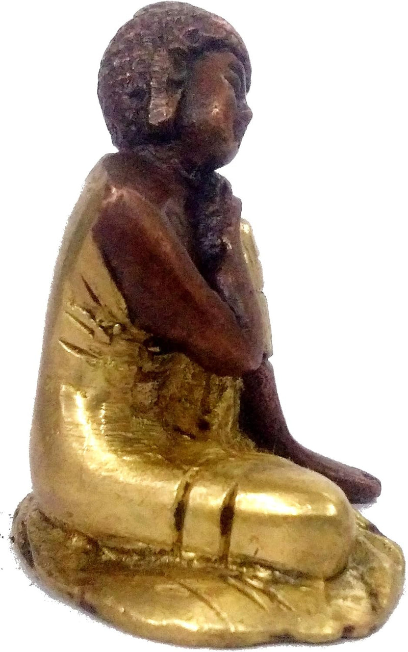 Purpledip Brass Idol Resting Buddha in einzigartigem Kupfer-Gold-Finish (11948), Kupfer-gold