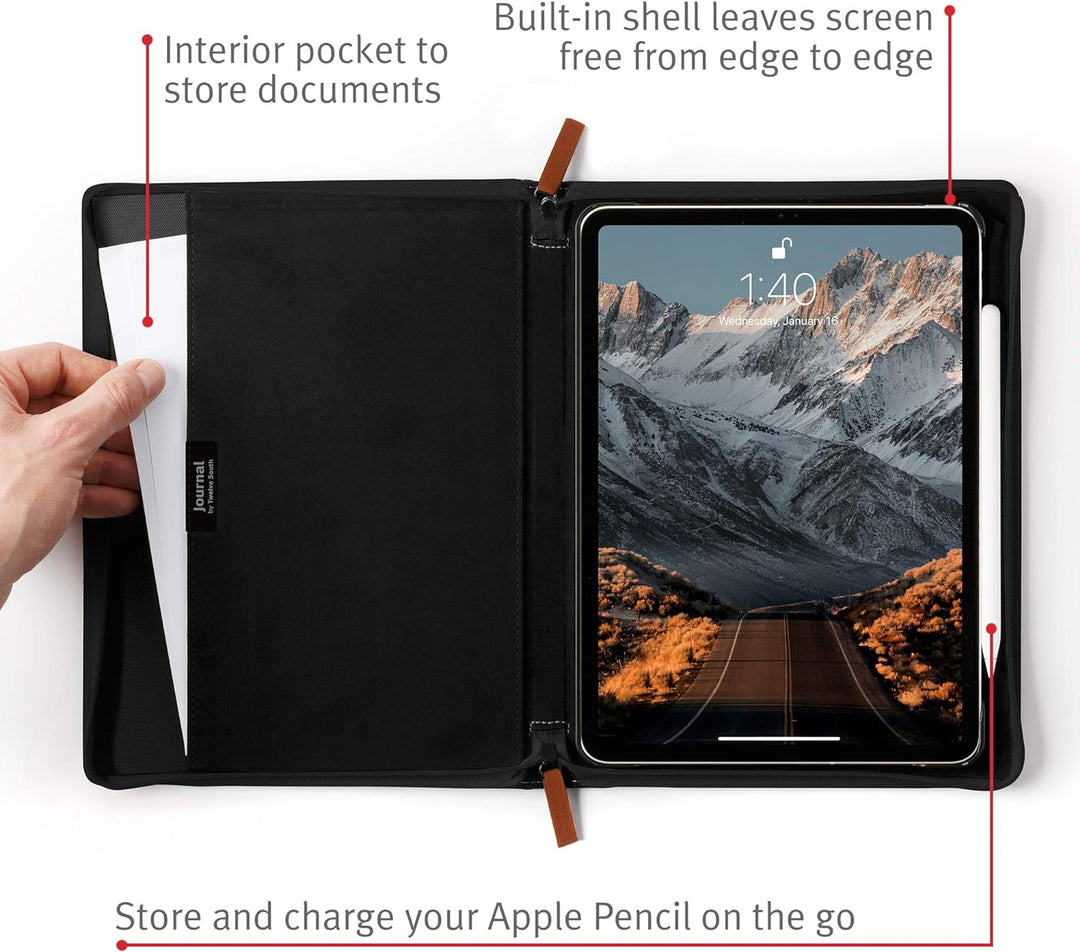 Twelve South Journal for 12.9 - inch iPad Pro (Gen 3), Luxury Leather Protective Case and Easel with