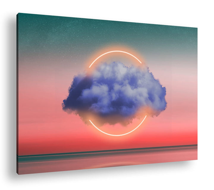 deyoli Kreis Wolken Logo Format: 80x60 als Leinwandbild, Motiv fertig gerahmt auf Echtholzrahmen, Ho