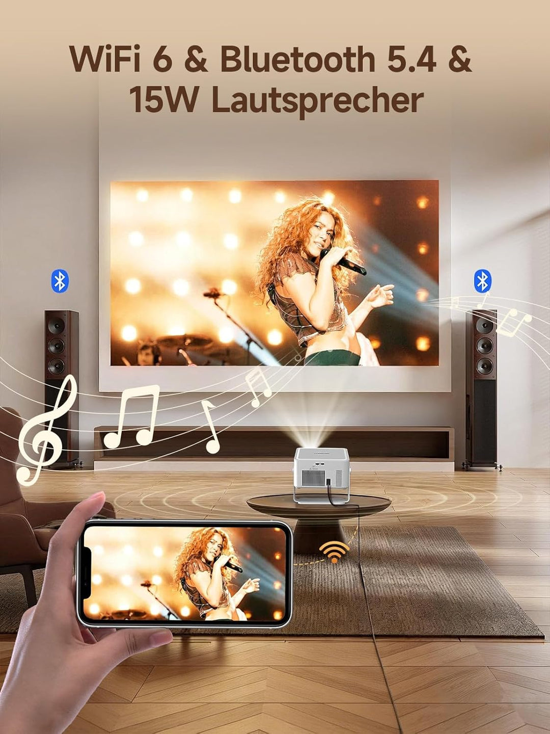 【Android 14 & 800 ANSI】 Magcubic Mini Beamer 4K 8K Unterstützt, Smart Projektor Native 1080P mit WiF