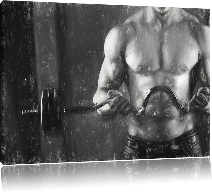 Bodybuilding Kohle Effekt, Format: 100x70 auf Leinwand, XXL riesige Bilder fertig gerahmt mit Keilra
