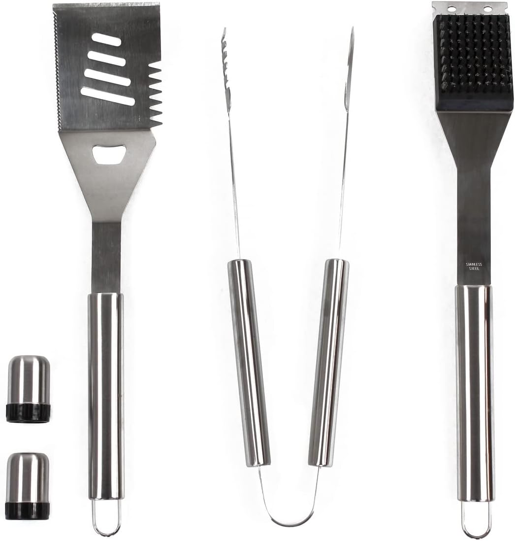 Mastercook – Professionelles Grillzubehör-Set aus Stahl mit Koffer, Zubehör-Set Bbq mit Zange, Gabel